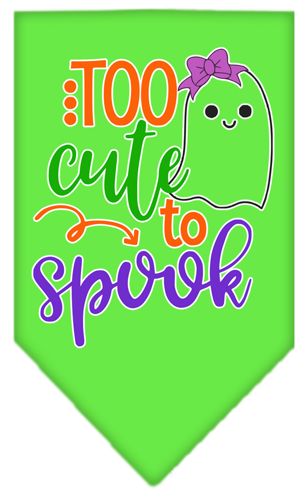 Too Cute to Spook-Girly Ghost Screen Print Bandana Lime Green Large